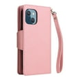 thumbnail image 2 of Nalacover For iPhone 14 6.1 inch Zipper Wallet Case,360 Protection Stylish PU Leather Shockproof Magnetic Flip Holder 6 Card Slots and 2 Cash Pockets Cover with Detachable Wrist Strap,Rosegold, 2 of 15
