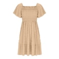thumbnail image 4 of Girl Dress Toddler Girl Dress Spring Summer Kids Clothes Sleeveless Knit A-Line Dress,Khaki, 4 of 4