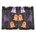 thumbnail image 7 of Yayeee Kitchen Curtains Light Filtering 27"x36" Rod Pocket Short Cafe Window Panel, Halloween Orange Ghosts, 7 of 7