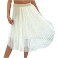 thumbnail image 2 of Idoravan Women's Basic Versatile Skirt Clearance Womens Casual Fashion Solid Color Style Personality Sweet Mesh Mid Length Lace Mesh Skirt, 2 of 5