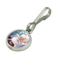 thumbnail image 2 of Christmas Holiday Santa Catching Snowflakes Antiqued Charm Clothes Purse Suitcase Backpack Zipper Pull Aid, 2 of 5