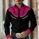 thumbnail image 3 of Camisa de hombre estilo retro occidental con estampado floral 2024, informal, para exteriores, calle, uso diario, primavera y verano, con solapa, manga larga, color negro, tallas S a 5XL, tejido elást, 3 of 5