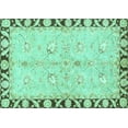 thumbnail image 1 of Ahgly Company Machine Washable Indoor Rectangle Oriental Turquoise Blue Traditional Area Rugs, 8' x 12', 1 of 4