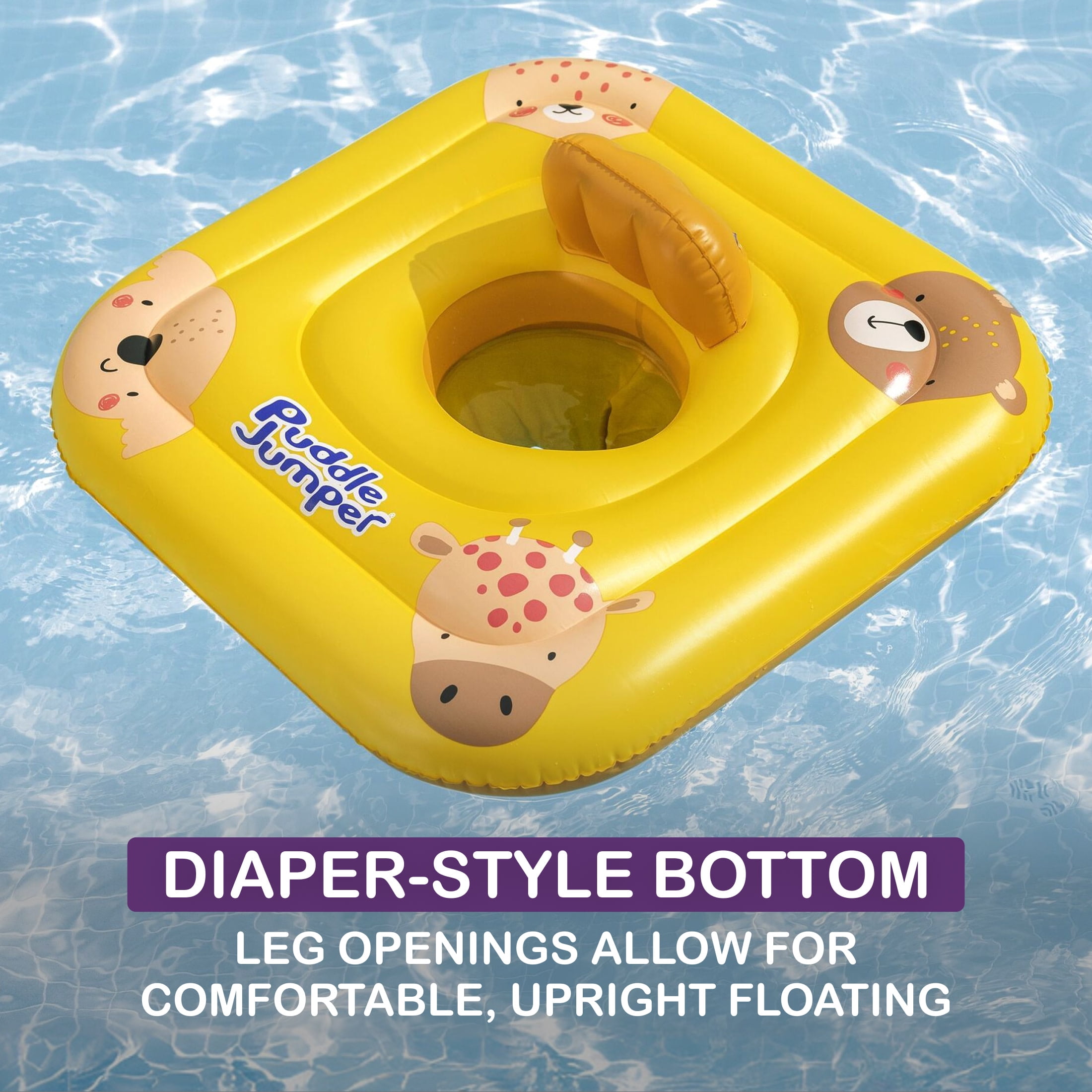 Puddle Jumper WonderSplash Square 3-Ring Inflatable Baby Boat Float, 24-33lbs (11-15kg) Weight Capacity