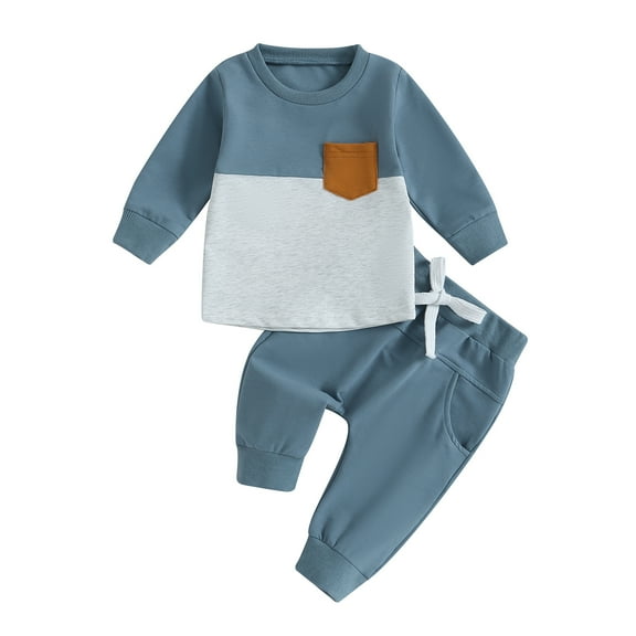 Newborn Baby Clothes Set 6M 12M 18M 24M 3Y Ribbed Fall Winter Kids Outfits Solid Color Long Sleeve Sweatshirt Tops Pants Set For Infant Tracksuit