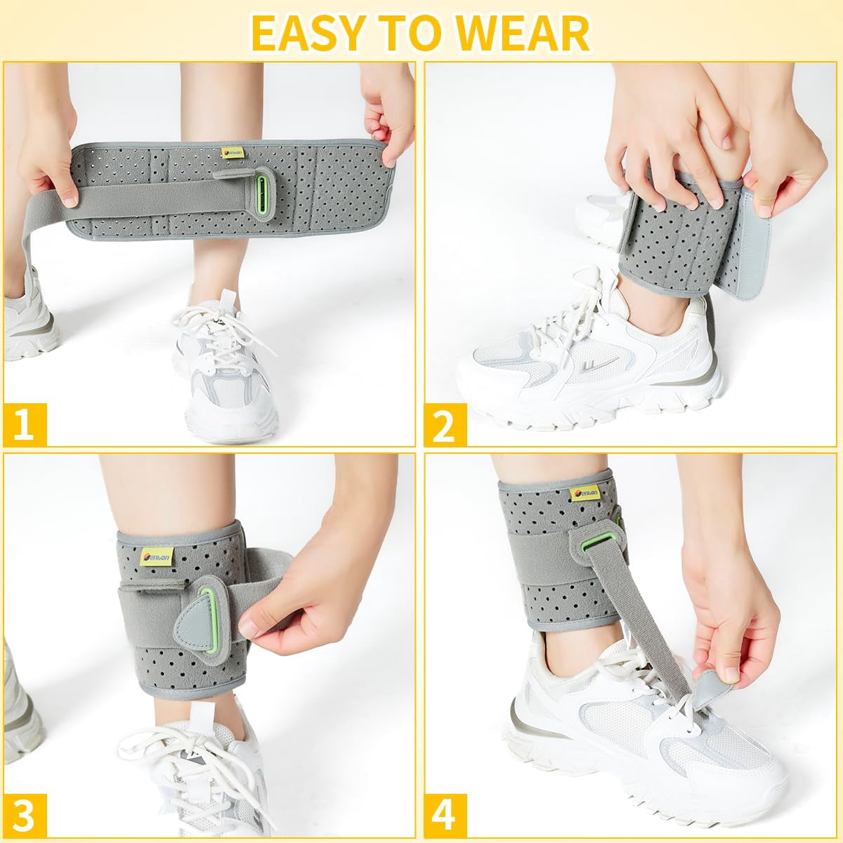 Tenbon Ankle Support Drop Foot Brace Orthosis - Comfort Cushioned Adjustable Wrap Compression For Improved Walking Gait, Prevents Cramps Ankle Sprains (Gray)