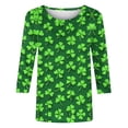 thumbnail image 5 of Ounisa Womens 3/4 Sleeve T Shirt Crew Neck St.Patrick's Day Printed Pullover Loose Fit Casual Fashion Versatile Tops S-3XL, 5 of 5