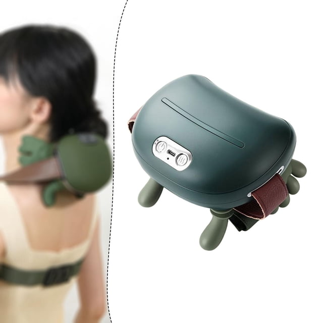 Mini masajeador de cuello y hombros portátil con función de amasado para el hogar, el coche o como regalo. Verde