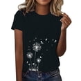 thumbnail image 2 of WCJM Women's Short Sleeve Loose Casual T-Shirt Tee Tops Twist Knotted Women's Short Sleeve T-Shirt Women's Spring Round Neck Dandelion Printed Loose Casual Short Sleeved T Shirt, 2 of 5