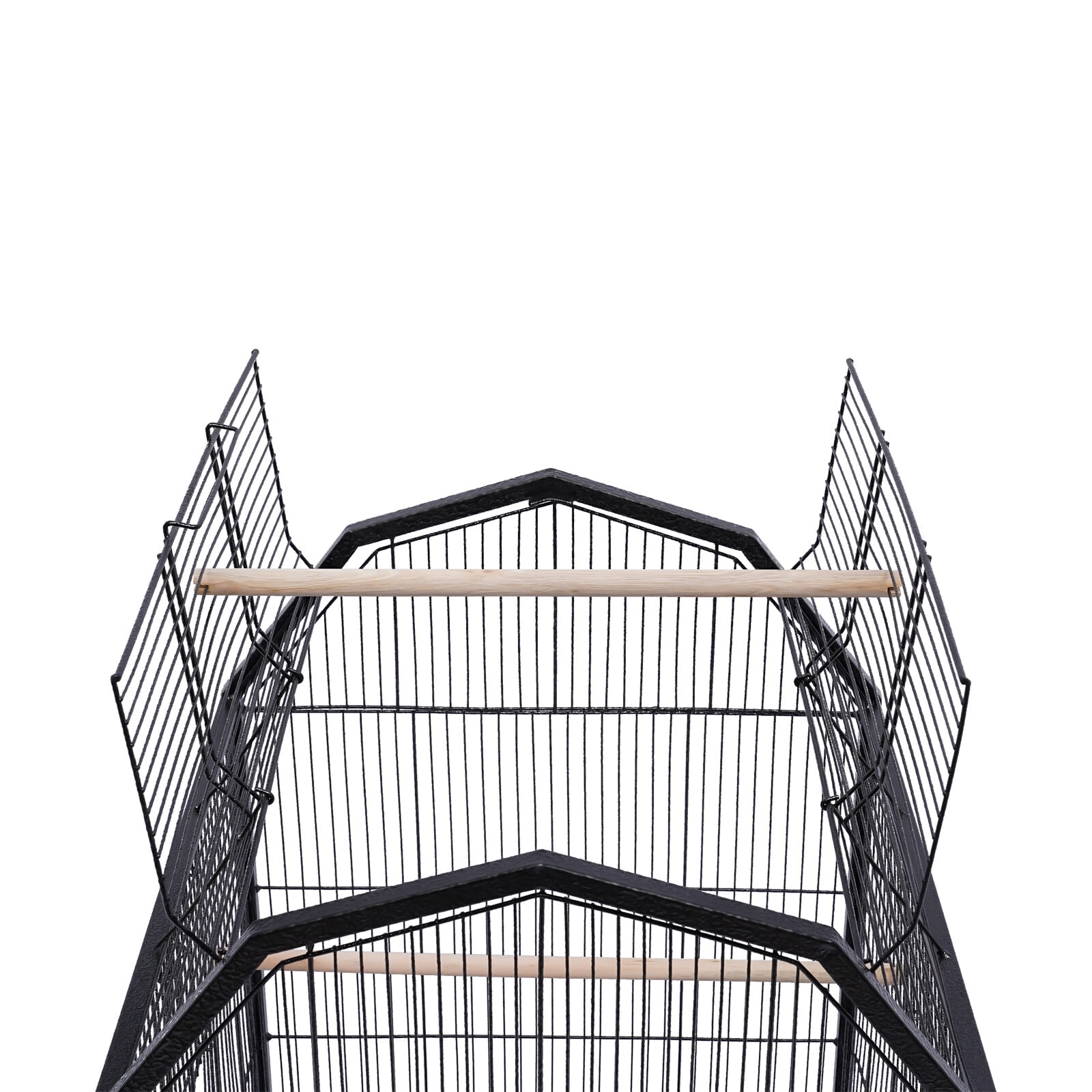 Large Bird Cage, Bird Cage with Stand, 18x18x40 Inch Wrought Iron Cage, 360° Panoramic View for Parakeet Finch Canary, Anti-Rust Coated, Spacious Bird House, Black