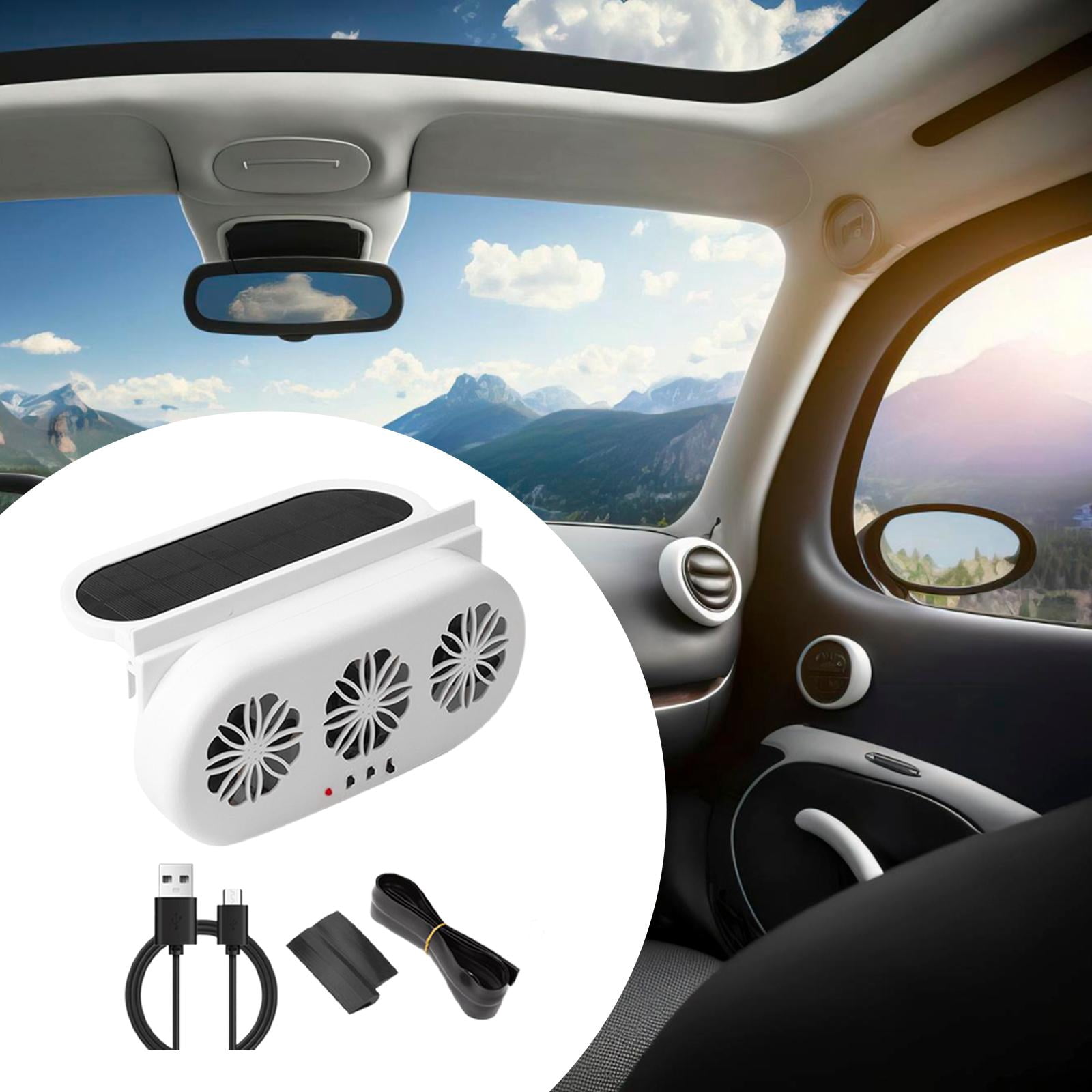 Baoblaze Car Solar Powered Window Exhaust Fan Portable Fan Vehicle Cooling Fan White