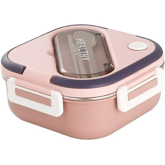 Stainless Steel Bento Box, 35oz Lunch Box with Utensil, 3 Compartment Portable Salad Dressings Container for Lunch, Metal Leakproof Snack Box Container for Sandwitch, Sauce