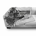 thumbnail image 3 of Steam Engine Soft Flannel Fleece Throw Blanket, Rustic Old Train in Country Locomotive Wooden Wagons Rail Road Smoke, Cozy Plush for Indoor and Outdoor Use, 50" x 70", Black and White, by Ambesonne, 3 of 6