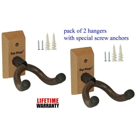 Bass Stage Pack (2-PACK Hardwood Home & Studio Guitar Hanger Wall Stand, JX18-NAT-Q2, Great for Bass, Acoustic, Electric, Ukelele, or Banjo guitars. Total Dimensions:.., By Top Stage Ship from)