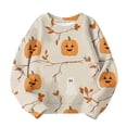 thumbnail image 4 of Ugoldhm Girls Halloween Print Crew Neck Sweatshirt Long Sleeve Loose Casual Pullover Holiday Top, 4 of 5