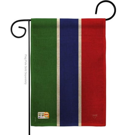 Breeze Decor BD-CY-G-108366-IP-DB-D-US15-BD 13 x 18.5 in. Gambia Burlap Flags of the World Nationality Impressions Decorative Vertical Double Sided Garden Flag