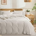 thumbnail image 1 of Cotton Duvet Cover Queen Size Pinstriped Comforter Cover with Button Washed Cotton Breathable Soft Solid Bedding Set Duvet Cover ×in & Pillowcases (NO Comforter), 1 of 9