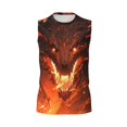 thumbnail image 4 of Yiaed Magma Fire Black Dragon Print Men's Singlet Vests Summer Running Muscle Tank Tops Gym Undershirt Round Neck Sleeveless for man, 4 of 5