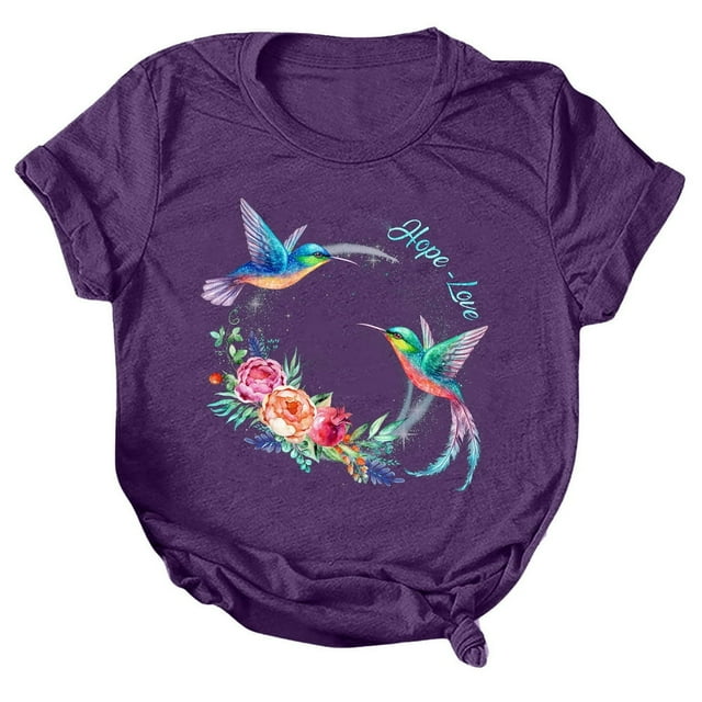 PENGXIANG T-Shirt Décontracté à Manches Courtes Imprimé Lettres pour Femmes