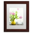 thumbnail image 3 of Trademark Fine Art "Pink Tulips in Yellow Vase" Canvas Art by Lois Bryan, White Mat, Wood Frame, 3 of 4