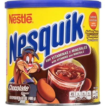 Pack of 2 - Nesquik Chocolate Flavored Powder 14.1 Oz Canister Packaging May Vary