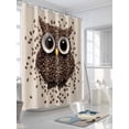 thumbnail image 3 of Fsddascl Coffee Owl Shower Curtain Set - 48" x 72" Washable Bathtub Curtain with 12 Hooks, Cute Bird Big Eyes Animals Brown Beans Waterproof Fabric Stall Shower Curtains for Bathroom/Bathtub Décor, 3 of 6