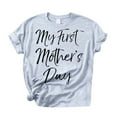 thumbnail image 1 of Pompotops T-Shirt à Col Rond pour Femmes Fête des Mères Couleur Unie à Manches Courtes Imprimé, 1 of 3