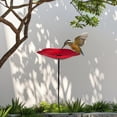 thumbnail image 2 of Tazón de baño de pájaros Administrador de aves al aire libre Ornamento de hierro lindo patrón de flores resistentes con Rojo, 2 of 8
