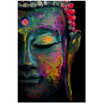 Coloured Drawing Buddha Statue Wall Art Print on 24x36inch Unframed Canvas for Living Room Home Decorations Wall Art,Buddha Canvas Wall Art Decor Religion Painting Modern Print Unframed Ready to Hang