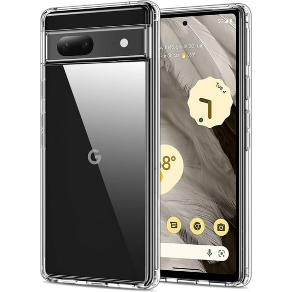 for Google Pixel 7 Case Clear [Anti-Yellowing] Anti-Scratch Transparent Hard Back and Soft Edge [Military Grade Drop Protection] Shockproof Phone Cover - Crystal Clear