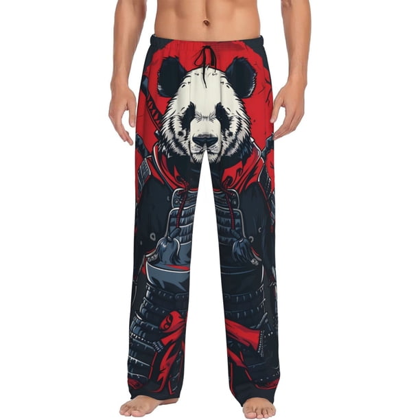 Fotbe Red Black Eastern Panda Warrior Pantalones de Pijama para Hombre, Pantalones de Dormir, Pantalones de Casa con Cintura Ajustable y Bolsillos-XX-Large