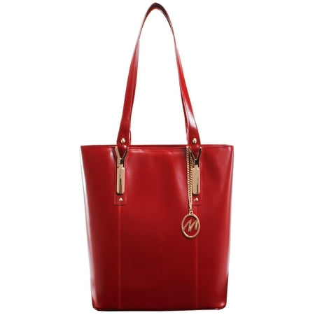 Ladies Top Grain - McKlein SAVARNA, Ladies' Tote with Tablet Pocket, Top Grain Cowhide Leather, Red (97576)
