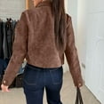 thumbnail image 6 of WTOBBY Women's Fashion Solid Color Tops Long Sleeve Jacket Zipper Coat, Versatile and Lightweight Outerwear for Everyday Fashion and Comfort,Coffee 2XL, 6 of 6