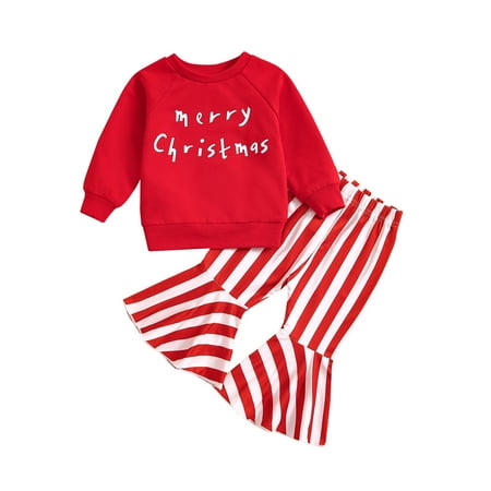 

JUMESG Back To School Outfits for Girls Girls Fall Outfits Round Neck Long Sleeves Tops Straight Leg Pants Girls Clothing Sets (Red 2-3 Years)