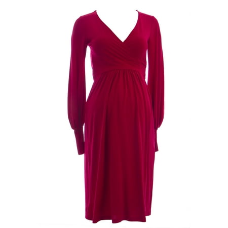 

OLIAN Maternity Women s Long Blouson Sleeve True Wrap Dress