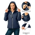 thumbnail image 6 of Little Donkey Andy Womens Warm Recycle Insulated Jacket Hooded Lightweight Windproof Winter Coat Hiking Travel Dark Blue XS, 6 of 6