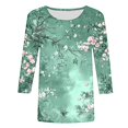 thumbnail image 4 of 3/4 Length Sleeve Shirts for Women New Summer Clothing Top Fashion Floral Print T-Shirts Women's Blouses Pullover Tops, 4 of 5