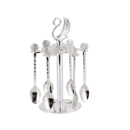 

SIEYIO Decorative Swan Base Holder with 6 Spoons Coffee Dessert Spoons Set Teaspoons Jam Spoons for Fruit Stirring Mixing Sugar