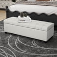 thumbnail image 4 of Storage Ottoman, Upholstered Fabric Ottoman with Storage, Storage Bench with Safety Hinge, for Entryway Living Room  Bedroom, Light Gray, 4 of 9