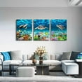 thumbnail image 3 of Canvas Wall Art For Living Room Wall Decorations For Bedroom Modern Bathroom Wall Decor Blue Ocean Wall Painting Sea Turtle Wall Pictures Artwork Office Room Home Decor 12" X 16" 3 Piece, 3 of 6