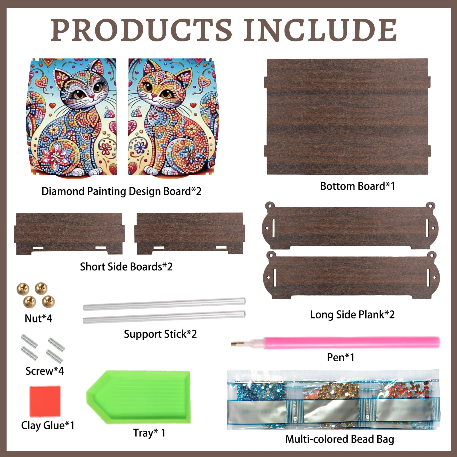 Diamond painting kit storage box, cat DIY multifunctional craft storage box, suitable for home office holiday gifts