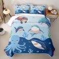 thumbnail image 2 of Erosebridal Marine Shark Twin Quilt Set for Boys Girls, Blue Octopus Coral Twin Coverlet Set, 2 Pieces, 2 of 7