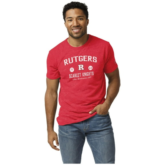 Men's League Collegiate Wear Heather Scarlet Rutgers Scarlet Knights Victory Falls Tri-Blend T-Shirt