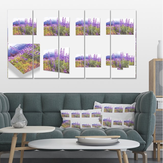 Meadow in Alaska with Purple Flowers - Floral Canvas Art Print