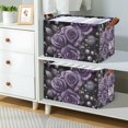 thumbnail image 2 of Yayeee Foldable Storage Basket for Shelves with Handles Set of 2 Waterproof Cloth Bins, Purple Roses, 2 of 7