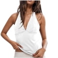 thumbnail image 2 of Rciityk Summer Womens Tank Tops Sexy V Neck Backless Slim Sleeveless Shirts Solid Color Casual Halters Backless Vests Tops, 2 of 8