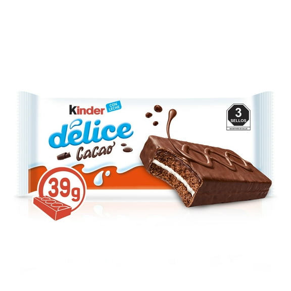 Pastelito Kinder Délice cobertura a base de cacao con relleno a base de leche 39 g