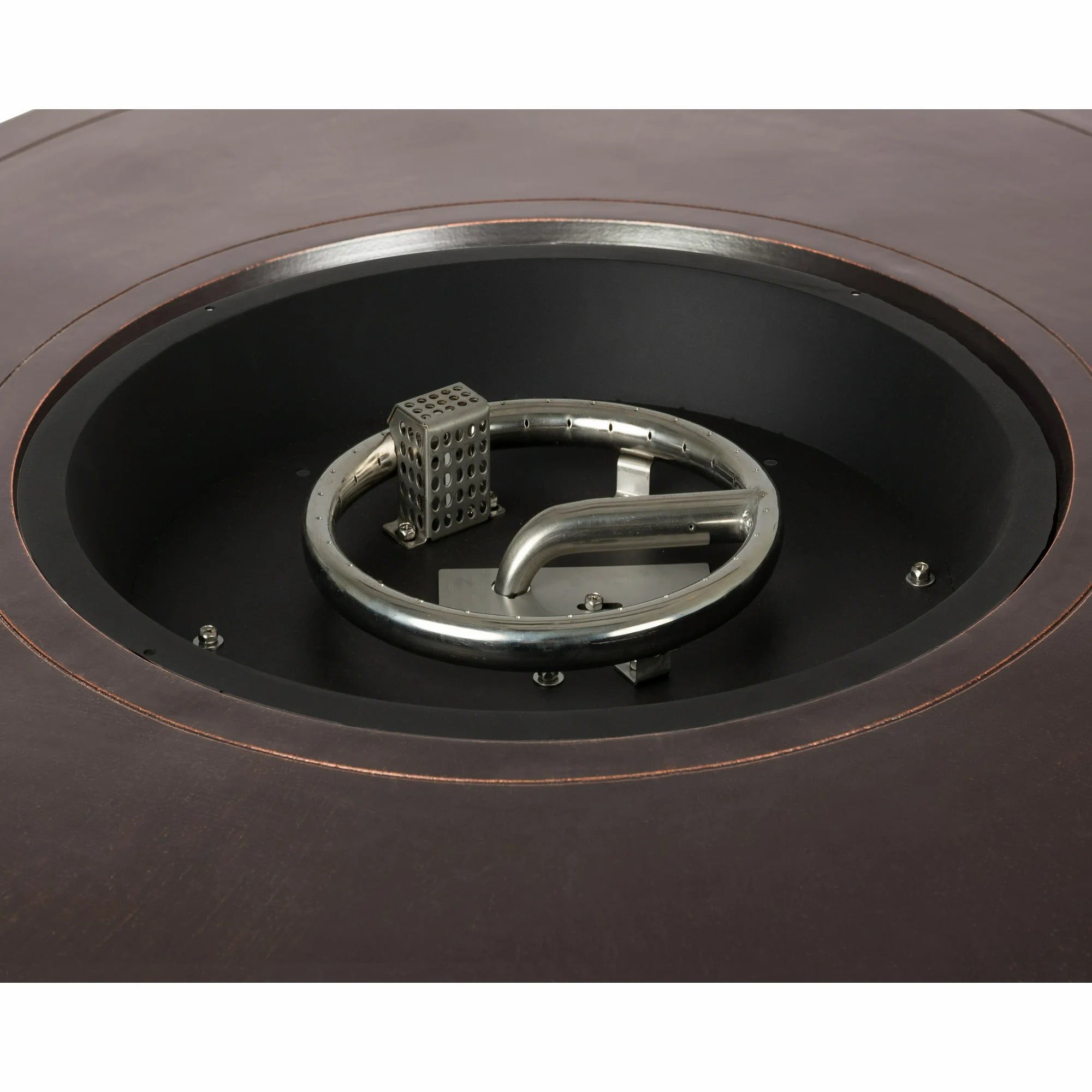 Vulcan Perissa Basketweave Fire Pit Table – 44" Multifunctional Design with Fire Bowl Lid, Bronze Finish