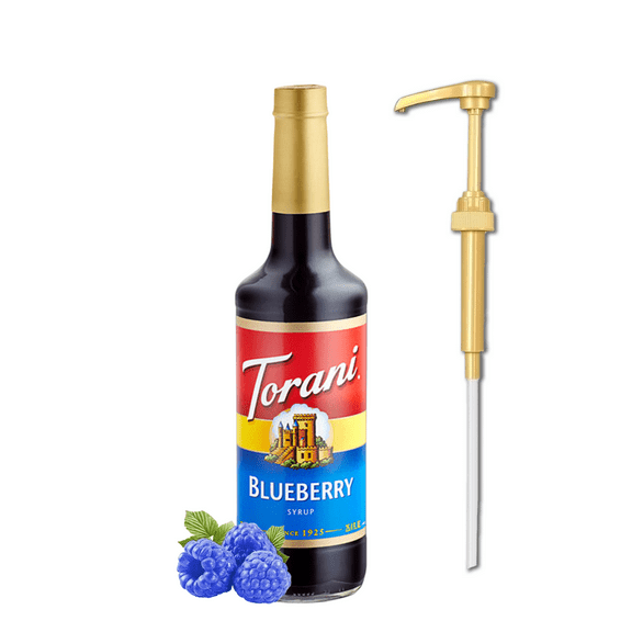 Torani Blue Raspberry Classic Flavouring Syrup, 25.4 fl oz Glass Bottle   Gold Pump