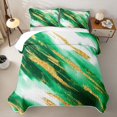 thumbnail image 2 of Homewish Green Marbling Bed Spread Queen,Gold Metallic Print Queen Coverlet Set,3pcs, 2 of 7